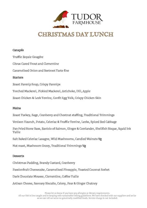 tudor hotel airdrie xmas menu